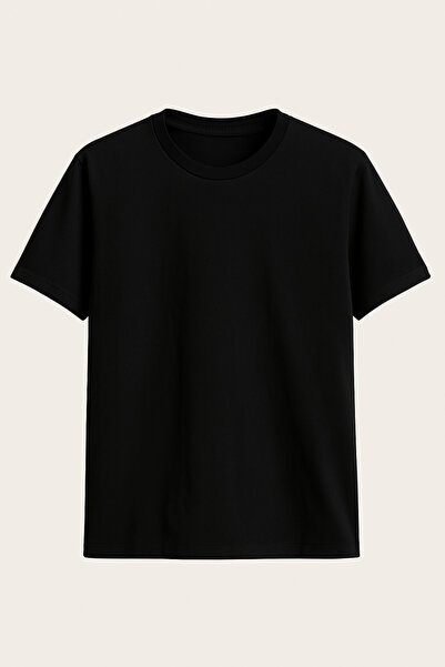 DOAYS Erkek Siyah Bisiklet Yaka Basic Pamuk T-shirt Dawrazz-401