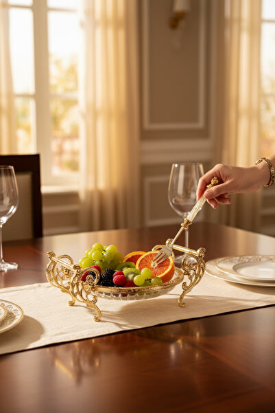 ROY KING YUVARLAK 21 CM KULPLU SUNUM TABAK GOLD