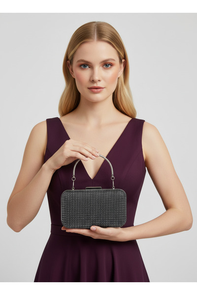 Biçanta Μαύρο Ασημί Χρώμα Ασημί Σχοινί Κραδασμένο Γυναικείο Βραδινό Φόρεμα Τσ...