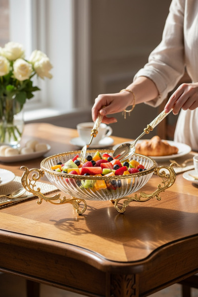 ROY KING YUVARLAK 30 CM KULPLU SUNUM TABAK GOLD