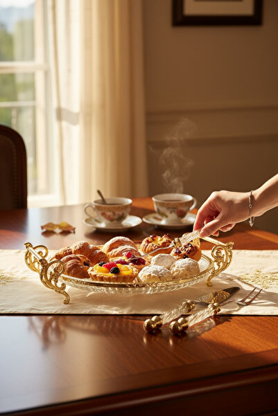 ROY KING YUVARLAK 31 CM KULPLU SUNUM TABAK GOLD