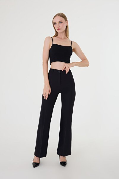 Hazel Kadın Siyah İspanyol Paça Pantolon