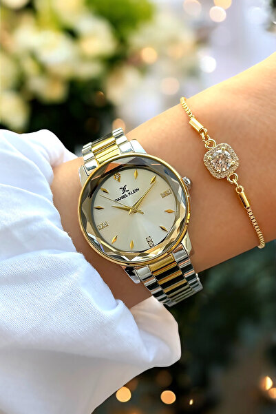 Daniel Klein Çelik Gelin Nişan Kına Saati Kadın Kol Saati Altın Rengi Paslanmaz Jübile Kordon Bileklik Hediyeli