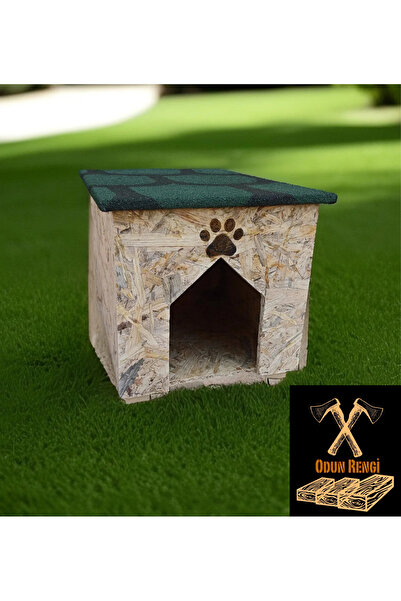 ODUNN RENGİ Odun Rengi Kedi Evi Kulübesi Ahşap Doğal Üstü Membran Kaplama Yağ...