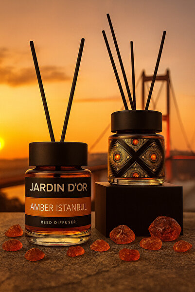 JARDIN D'OR Amber İstanbul Lux Reed Diffuser 120 ml / Çubuklu Oda Kokusu