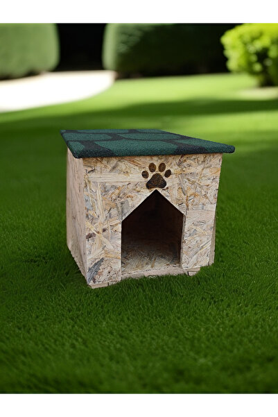 ODUNN RENGİ Kedi Evi Kulübesi Ahşap Doğal Üstü Membran Kaplama Yağmur Ve Soğuk Hava Geçirmez