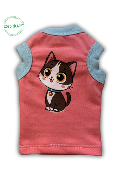 Gobo Candy Pink Color Cat and Dog Outfit Dress Black Cat Printed Large/L/Size 3