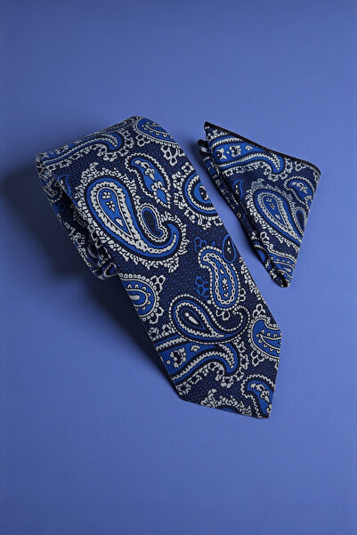 Milleniva نمط شال ربطة عنق ومنديل أزرق