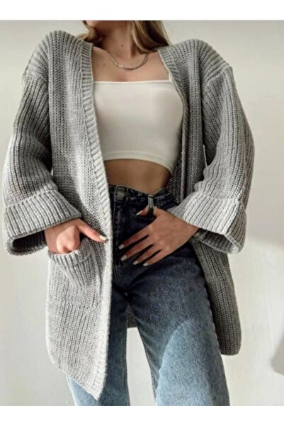 rushana Жіночий кардиган з подвійними кишенями, в'язаний трикотаж