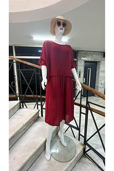 EREN STYLE Ολόσωμο φόρεμα ιταλικής μουσελίνας με επένδυση από διχτυωτό μπλούζα