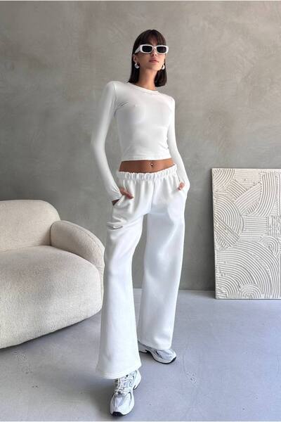 aziso Γυναικείο παντελόνι με 3 κλωστές, φαρδύ κοψίματος