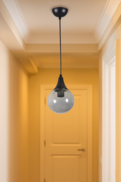 VENON Aydınlatma Mehtap Tekli Siyah Glop Füme Cam Avize