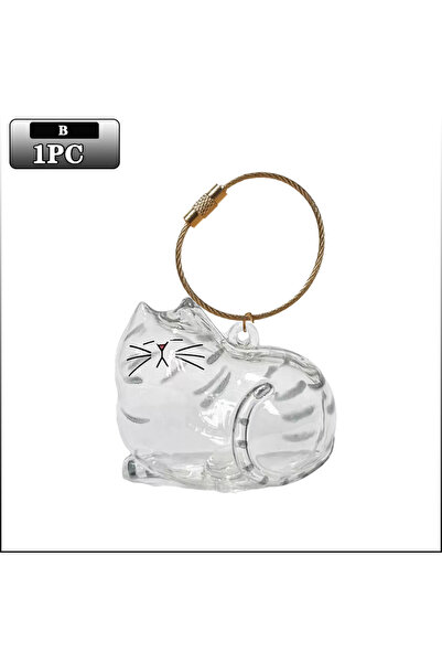 Choice B-1PC Cat Hair Keepsake Keychain Pendant Pet Fur Storage Ornament for Backpack Bag Hanging Souvenir