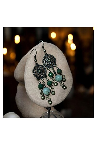 Birtakı'm Şeyler Otantik labradolit ve apatit taşlı el yapımı küpe