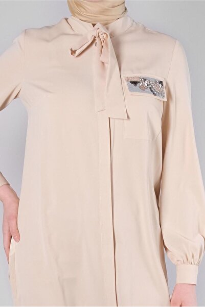 Alvina BEAD EMBROIDERY DETAILED SCARF COLLAR TUNIC 43530