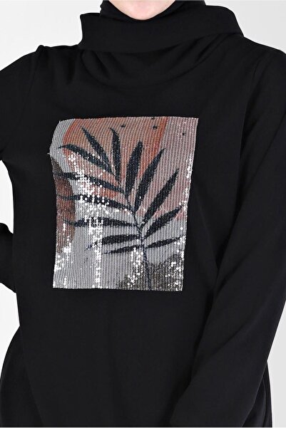 Alvina Sequined Detailed Patterned Asymmetrical Neck Two-Piece Pants Set 42369