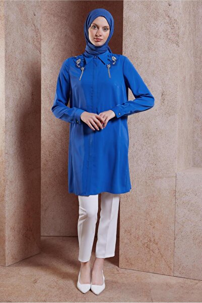 Alvina 44667 Model Hijab Tunic - Stone Detailed