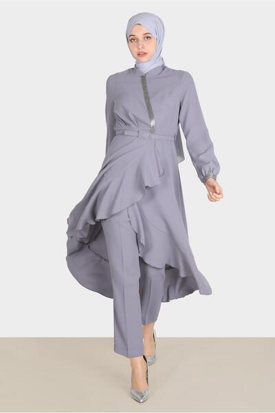 Alvina Stone Detailed Pants Set 30260