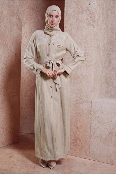 Alvina Belted Striped Buttoned Glitter 10589