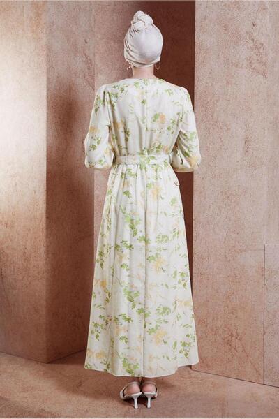 Alvina Φόρεμα με λινό υφή με ζώνη - Μοντέλο 44720