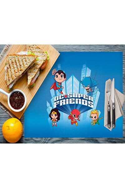 Adawall Home Dc Super Friends Set de 4 servetele americane din material textil 35x50cm (Produs cu licență Warner Bros)