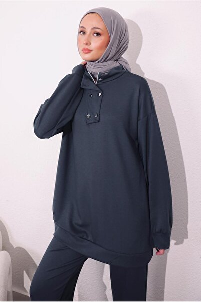 TRENDTESETTÜR Women's Gray Knitted Trousers Set - t 9064