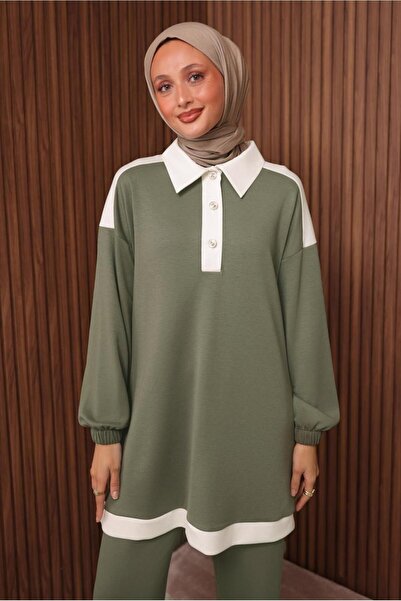 TRENDTESETTÜR Women's Green (Young) Shirt with Collar and Pants Suit t 4135