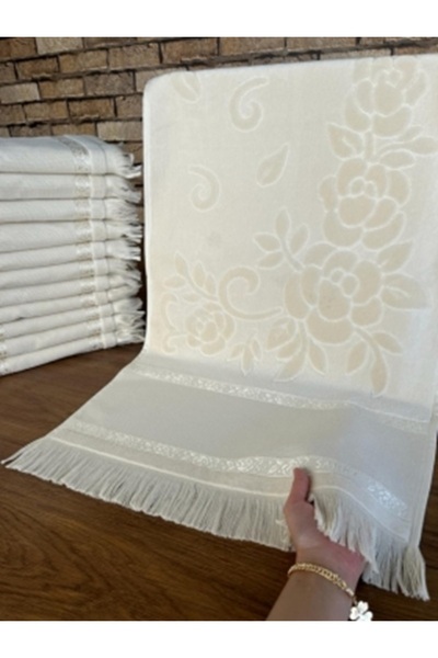 SARRA HOME Mysoft Krem- 50*90cm Etamin Ve Kanaviçe İşlemelik Havlu