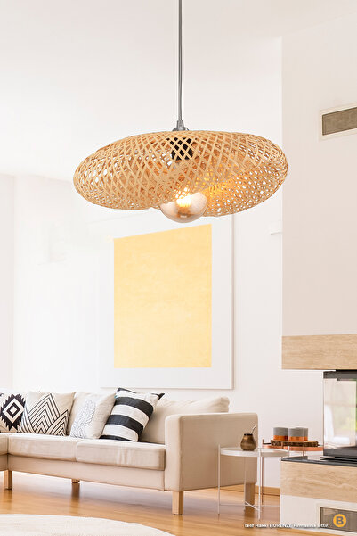 Fico Home Tasarım Bamboo Avize Hasır Avize Modern Nordic 1.sınıf Kalite 400mm Çap Ferahlık Katar