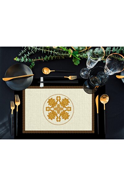 Adawall Figurative Gold Fabric American Tablecloth Set of 4 35X50Cm (Linen, National Style) Washing and Fade Resistance Certificate)