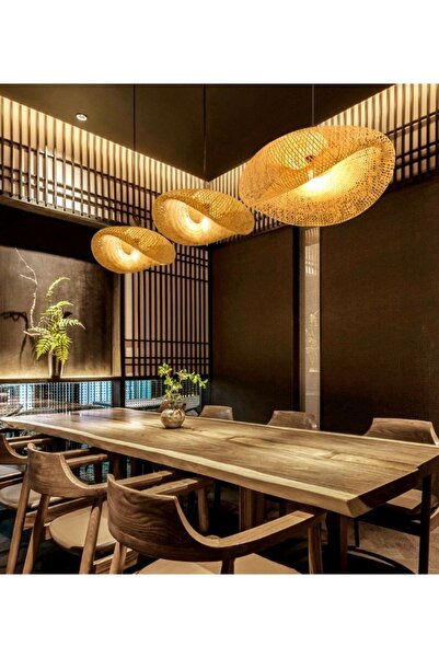 burenze Modern Nordic Tasarım Bamboo Avize Iskandinav Hasır Avize 1.sınıf Kalite Çap Ferahlık Katar