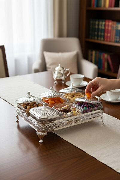 ROY KING Queen Anne Qa 17 6'lı Dikd.kapaklı Kahvaltılık Gümüş 31*27 Cm