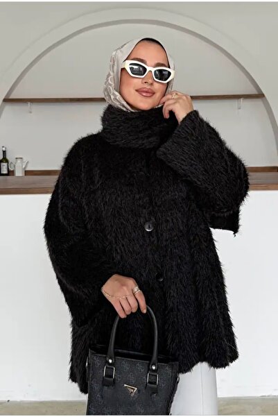 Safgiyim44 Scarf Plush Jacket Black