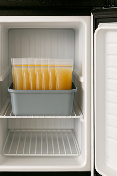 Dekals 50 Adet Ultra Kalın Kilitli Poşet Et Kemik Tavuk Suyu Poşeti Sızdırmaz Buzluk Sos Poşeti 75 ml