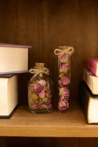 Şirin 2’li Karışık Cam Kavanozda Kurutulmuş Gül Tomurcuğu Seti – Doğal & Deko...