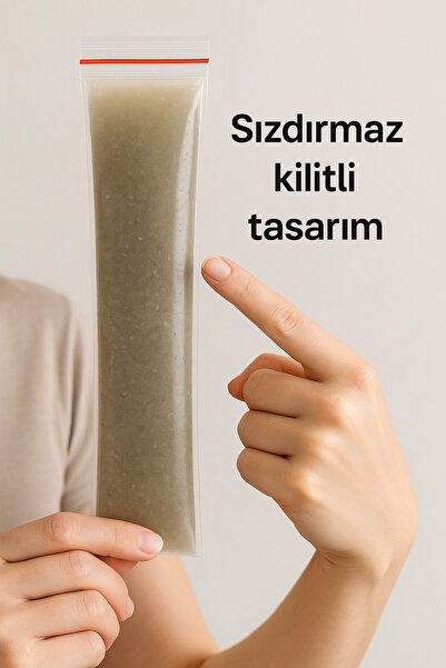 Dekals 50 Adet Ultra Kalın Kilitli Poşet Et Kemik Tavuk Suyu Poşeti Sızdırmaz Buzluk Sos Poşeti 75 ml