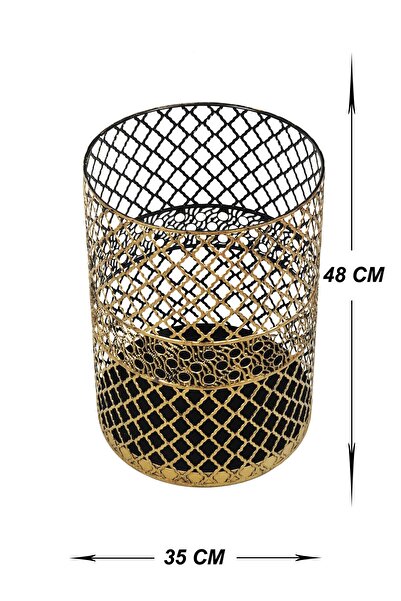 VENON Coș multifuncțional din metal pentru casă 35x48 cm Patină neagră galbenă