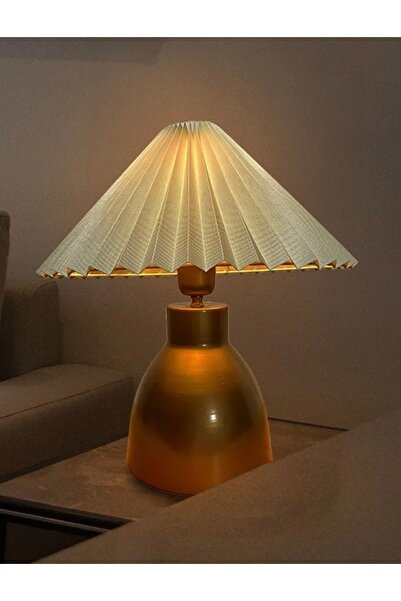 Fico Home Umbrella Abajur Masa Lambası Elektrik Ile Çalışır Modern Abajur Bej