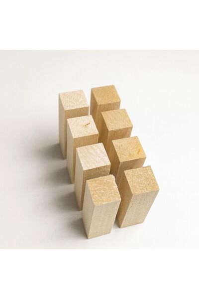 Woody.st 8’li Küçük Ihlamur Ahşap Oyma Blok Seti – 2,5×2,5×10 cm Ahşap Blok