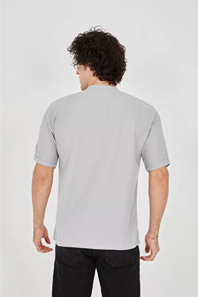 ARONA Mdb Unisex Waffle Fabric Comfortable Sleeve Thirt Dyed Gray