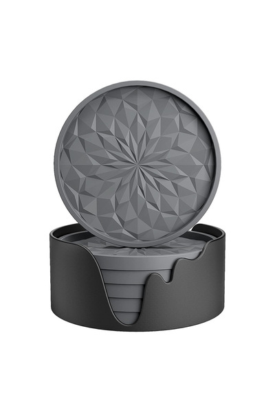 Choice 6 قواعد أكواب رمادية + قاعدة واحدة لديكور البار للمنزل والمكتب، حصيرة ...