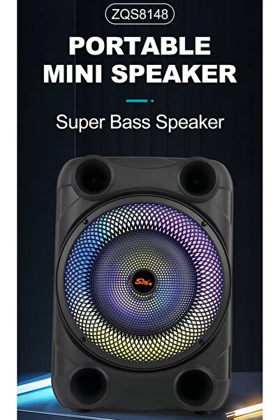 singe مكبر صوت لاسلكي بتقنية البلوتوث، صوت ستيريو، ذاكرة TF، منفذ USB، منفذ ميكروفون قابل لإعادة الشحن