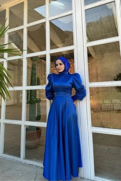 ALFUDO Moda Collection Mabella Kemer Detaylı Saten Tesettür Mezuniyet Abiye E...