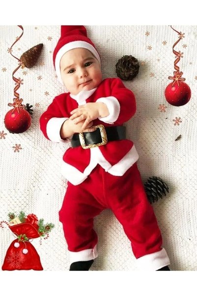 GEMZ Noel Baba Erkek Kız Bebek Noel Yeni Yıl Kostümü