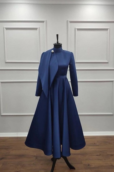 sade abiye Damla Model Inci Detaylı Lacivert