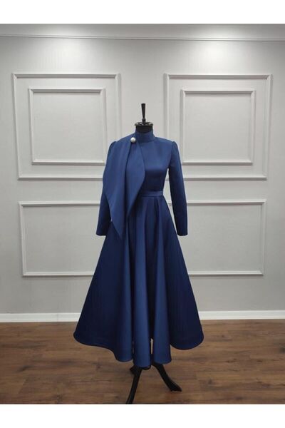 sade abiye Damla Model Inci Detaylı Lacivert