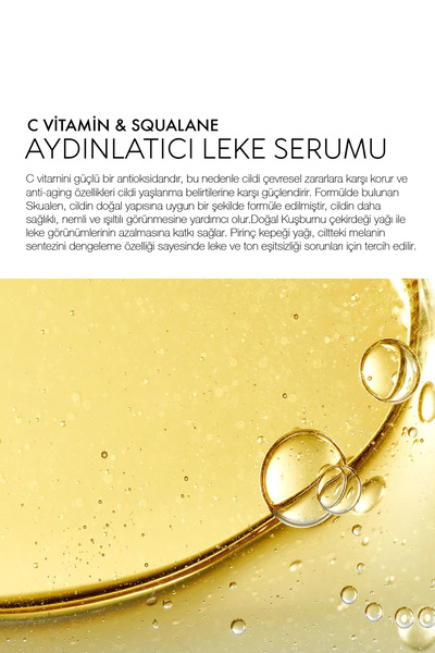 Polente Natural C Vitamin & Squalane Serum - Aydınlatıcı Leke Serumu (C VİTAMİNİ KOMPLEKSİ) (30 ML)
