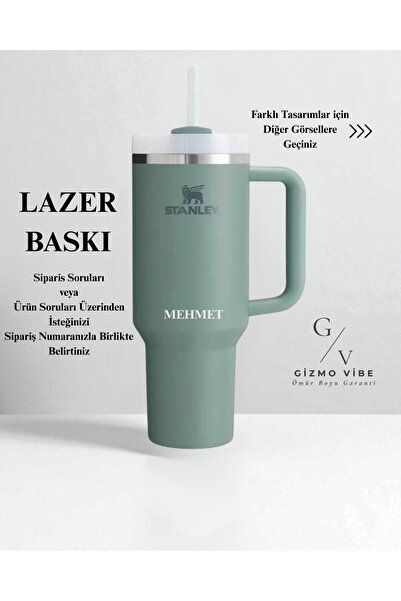 Stanley Kişiselleştirilebilir Quencher Pipetli Termos 1,18 L Özel İsimli Yeşil