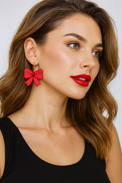 Atölye Myth New Year El Yapımı Kırmızı Kurdela Yılbaşı Küpe - Sade ve Şık