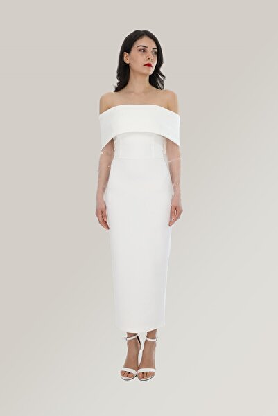 Elif Naz Moda Evi kırık beyaz incili kol detaylı